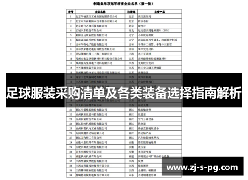 足球服装采购清单及各类装备选择指南解析