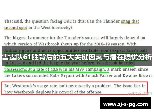 雷霆队61胜背后的五大关键因素与潜在隐忧分析 雷霆队61胜背后的五大关键因素与潜在隐忧分析